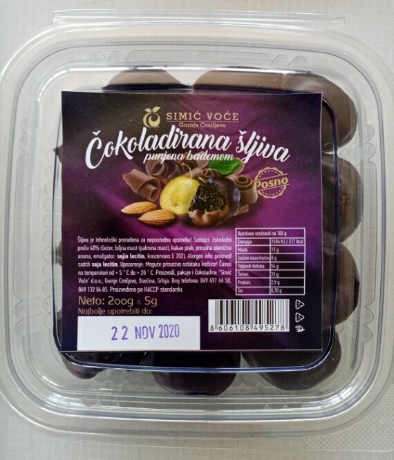 SIMIĆ VOĆE Chocolate Dipped Prunes Stuffed With Almonda 200gr