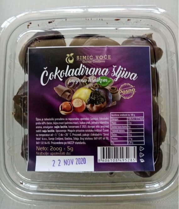 SIMIĆ VOĆE Chocolate Dipped Prunes Stuffed With Hazelnuts 200gr
