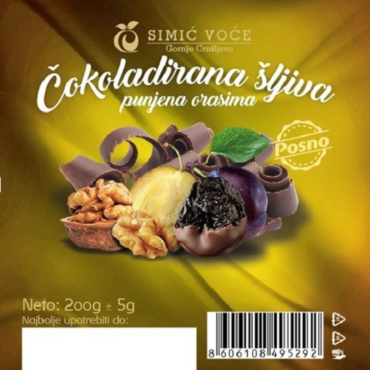 SIMIĆ VOĆE Chocolate Dipped Prunes Stuffed With Walnuts 200gr